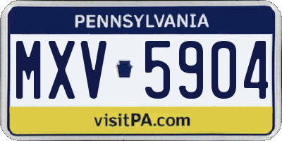PA license plate MXV5904