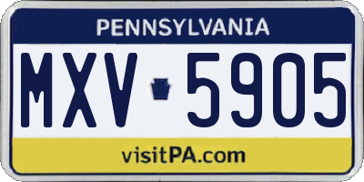 PA license plate MXV5905