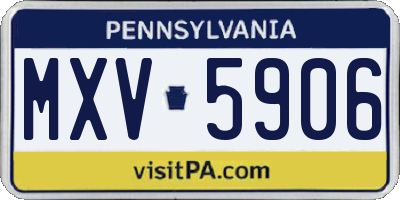 PA license plate MXV5906