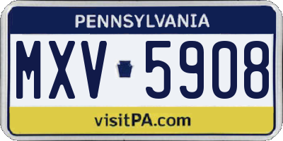 PA license plate MXV5908