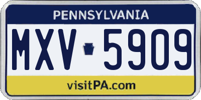 PA license plate MXV5909