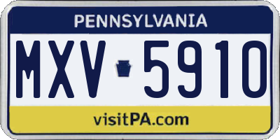 PA license plate MXV5910