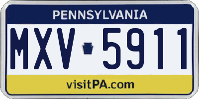 PA license plate MXV5911