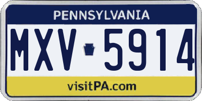 PA license plate MXV5914