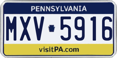 PA license plate MXV5916