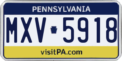 PA license plate MXV5918
