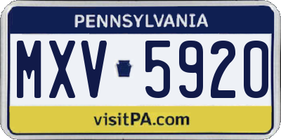 PA license plate MXV5920