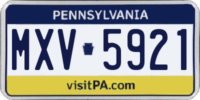PA license plate MXV5921