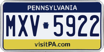 PA license plate MXV5922