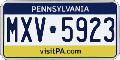 PA license plate MXV5923