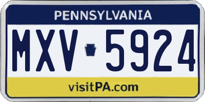 PA license plate MXV5924