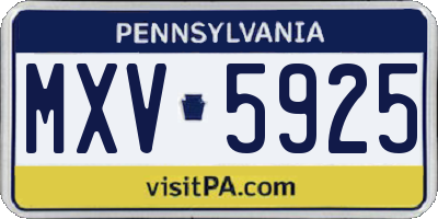 PA license plate MXV5925