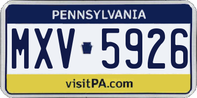 PA license plate MXV5926