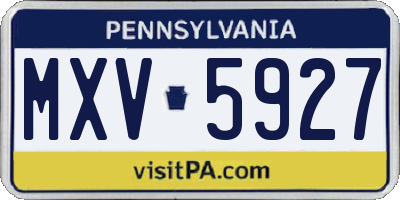 PA license plate MXV5927