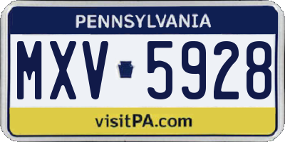 PA license plate MXV5928