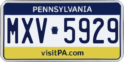 PA license plate MXV5929