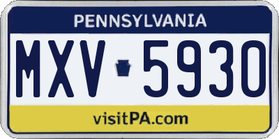 PA license plate MXV5930