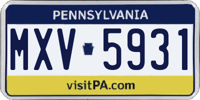 PA license plate MXV5931