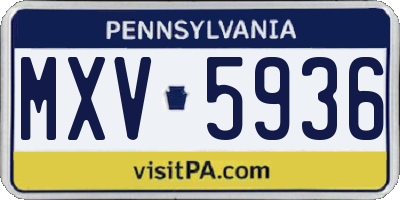 PA license plate MXV5936