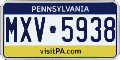 PA license plate MXV5938