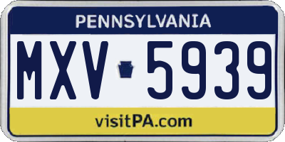 PA license plate MXV5939