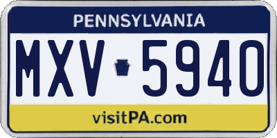 PA license plate MXV5940