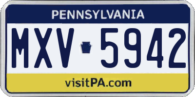 PA license plate MXV5942