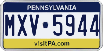 PA license plate MXV5944