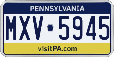 PA license plate MXV5945