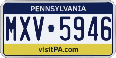 PA license plate MXV5946