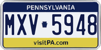 PA license plate MXV5948
