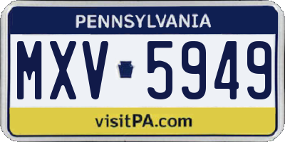 PA license plate MXV5949