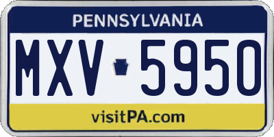 PA license plate MXV5950