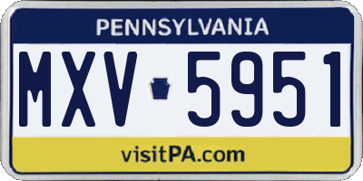 PA license plate MXV5951