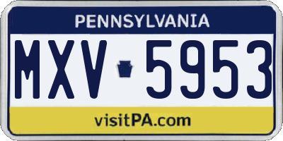 PA license plate MXV5953