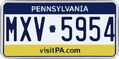 PA license plate MXV5954