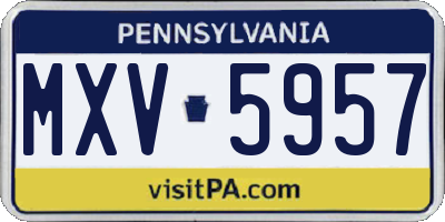 PA license plate MXV5957
