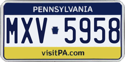 PA license plate MXV5958