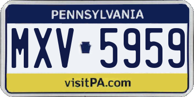 PA license plate MXV5959