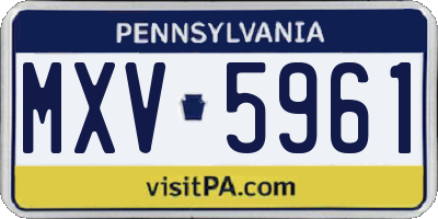 PA license plate MXV5961