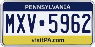 PA license plate MXV5962