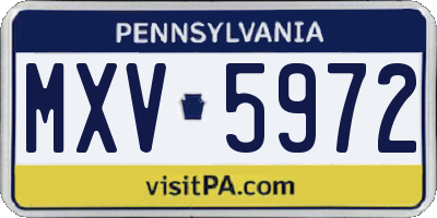 PA license plate MXV5972