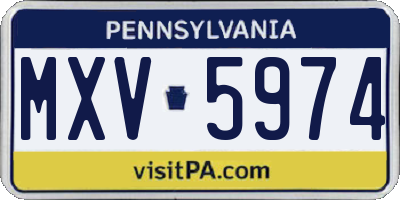 PA license plate MXV5974