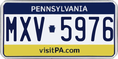 PA license plate MXV5976