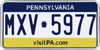 PA license plate MXV5977
