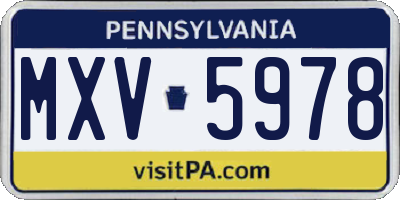 PA license plate MXV5978