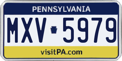 PA license plate MXV5979