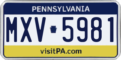 PA license plate MXV5981