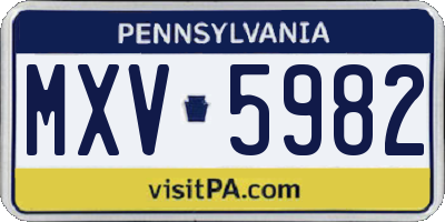 PA license plate MXV5982
