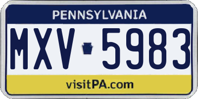PA license plate MXV5983
